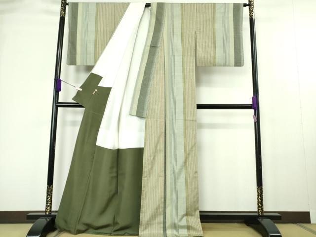 平和屋本店●極上 能州紬 絲藝苑 上島洋山 間道 ますいわ屋扱い 逸品 DZAC0386kh6
