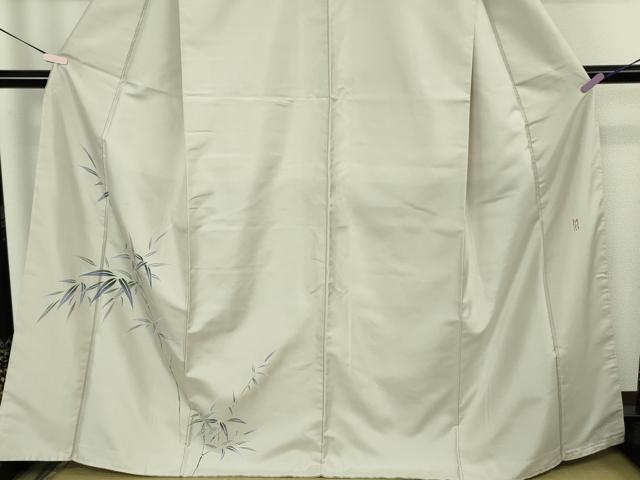 平和屋着物●極上 本加賀友禅作家 鬼島武司 訪問着 白山紬 笹竹文 砂色地 逸品 未使用 DZAC0387kh6