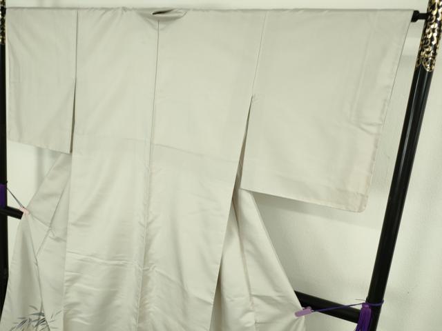 平和屋着物●極上 本加賀友禅作家 鬼島武司 訪問着 白山紬 笹竹文 砂色地 逸品 未使用 DZAC0387kh6