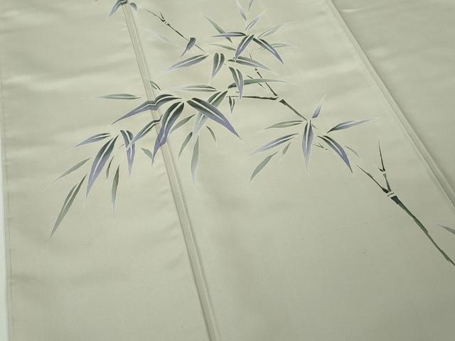 平和屋着物●極上 本加賀友禅作家 鬼島武司 訪問着 白山紬 笹竹文 砂色地 逸品 未使用 DZAC0387kh6