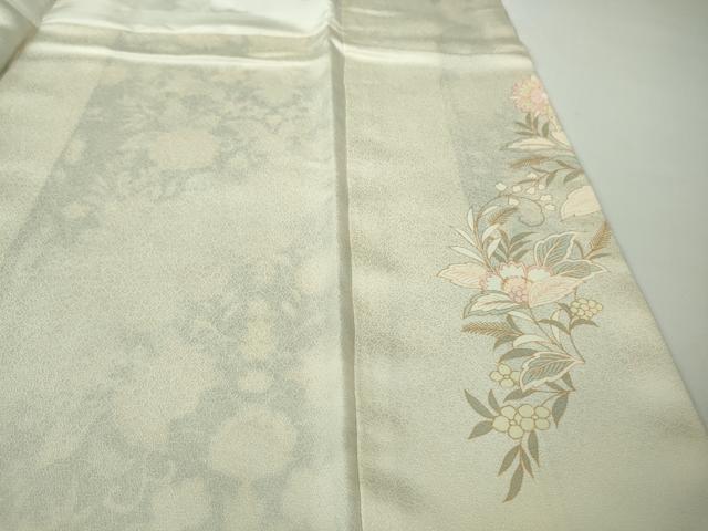 平和屋本店●極上 訪問着 駒刺繍 更紗花文 象牙色地 暈し染め 金彩 逸品 DZAC0391kh6