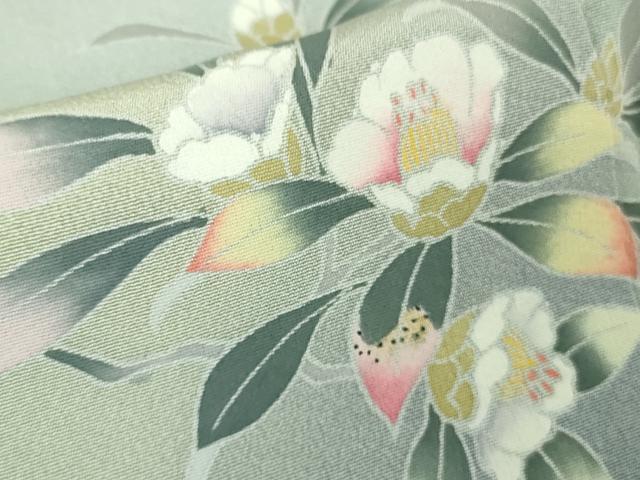 平和屋本店●極上 本加賀友禅作家 牛坂源吾 訪問着 枝花文 パウダーブルー色 暈し染め 逸品 DZAC0393kh6