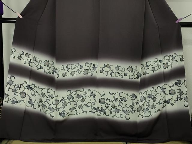 平和屋本店●極上 訪問着 花唐草文 紅消鼠色地 暈し染め 逸品 DZAC0395kh6