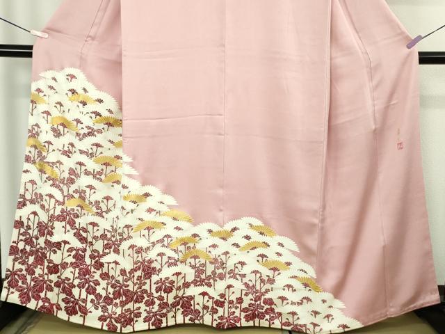 平和屋本店●極上 人間国宝 森口華弘 蒔糊友禅 蒔糊散らし 色留袖 刺繍 枝菊 金糸 三越扱い 逸品 DZAC0398kh6