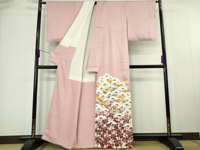 平和屋本店●極上 人間国宝 森口華弘 蒔糊友禅 蒔糊散らし 色留袖 刺繍 枝菊 金糸 三越扱い 逸品 DZAC0398kh6