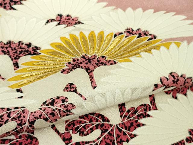 平和屋本店●極上 人間国宝 森口華弘 蒔糊友禅 蒔糊散らし 色留袖 刺繍 枝菊 金糸 三越扱い 逸品 DZAC0398kh6