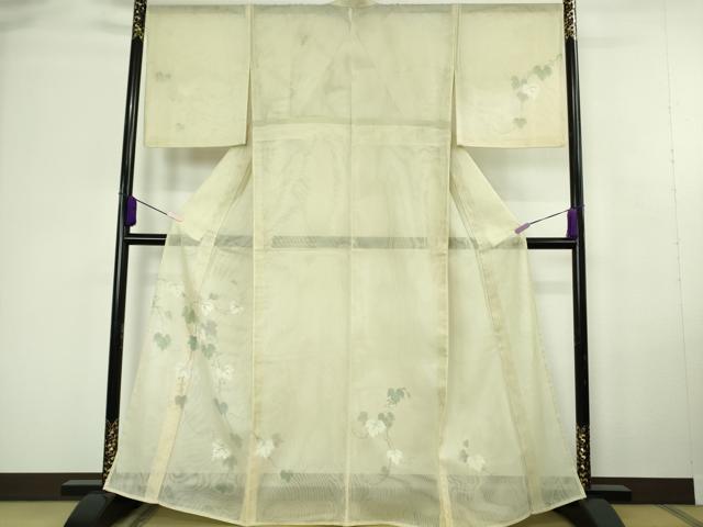 平和屋本店▽極上 訪問着 無双 紗袷 紗×紗 手描き 蔦の葉文 暈し染め 逸品 DZAC0399kh6