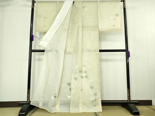 平和屋本店▽極上 訪問着 無双 紗袷 紗×紗 手描き 蔦の葉文 暈し染め 逸品 DZAC0399kh6