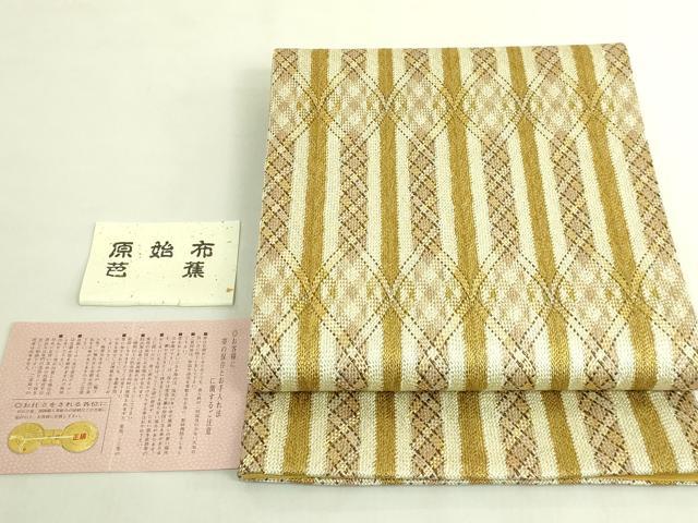 平和屋着物●極上 西陣 織匠小平謹製 全通柄袋帯 源氏布 芭蕉 組織 正絹 逸品 DZAC0401kh6