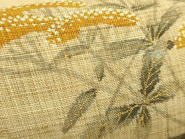平和屋着物*極上 夏物 染色作家 桐山紫香 手描き 八寸名古屋帯 女郎花 金彩 麻 逸品 未使用 DZAC0415kh6