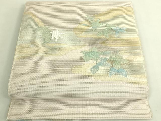 平和屋着物*極上 夏物 絽綴れ 八寸名古屋帯 草花文 金糸 逸品 未使用 DZAC0416kh6