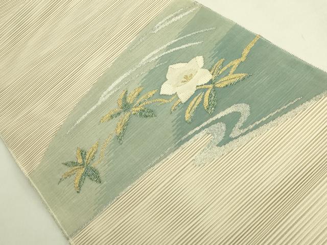 平和屋着物*極上 夏物 絽綴れ 八寸名古屋帯 流水花文 金銀糸 逸品 未使用 DZAC0421kh6