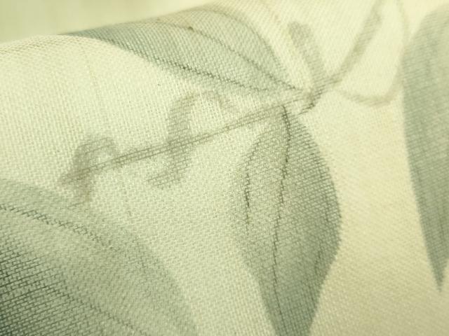 平和屋着物*極上 夏物 九寸名古屋帯 手描き 紬地 南天蔦の葉 逸品 未使用 DZAC0439kh6