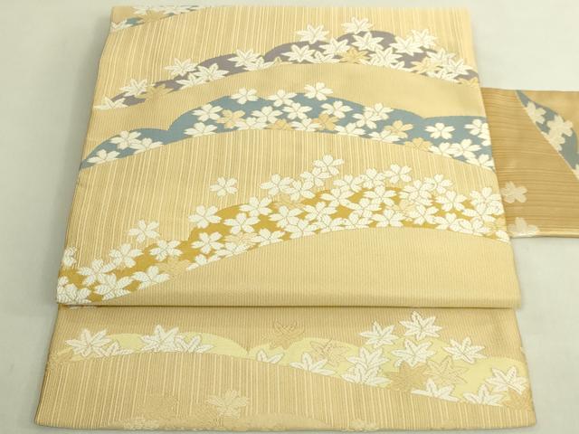 平和屋着物●極上 西陣 木原織物謹製 九寸名古屋帯 唐織 舞花文 証紙付き 逸品 未使用 DZAC0441kh6