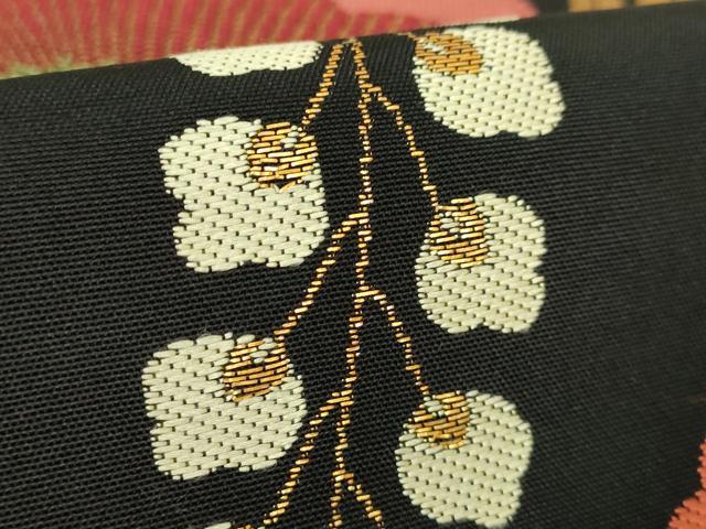 平和屋本店●極上 洛風林 工芸帯地 六通柄 本袋帯 松藤 黒地 金糸 逸品 DZAC0448kh6