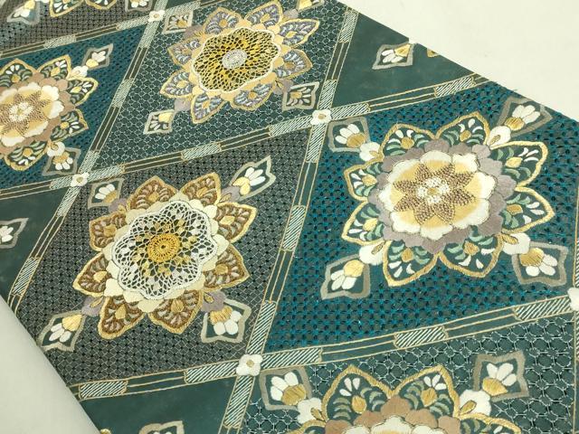 平和屋本店●最高級 中国三大刺繍 スワトウ相良刺繍 総刺繍 袋帯 正倉院花文 金糸 逸品 DZAC0452kh6