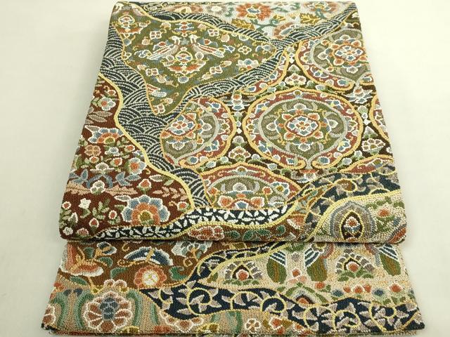 平和屋本店●最高級 中国三大刺繍 総相良刺繍 総刺繍 袋帯 200万粒 総詰め 切嵌花鳥文 金銀糸 逸品 DZAC0454kh6