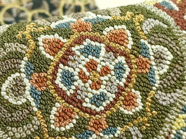 平和屋本店●最高級 中国三大刺繍 総相良刺繍 総刺繍 袋帯 200万粒 総詰め 切嵌花鳥文 金銀糸 逸品 DZAC0454kh6