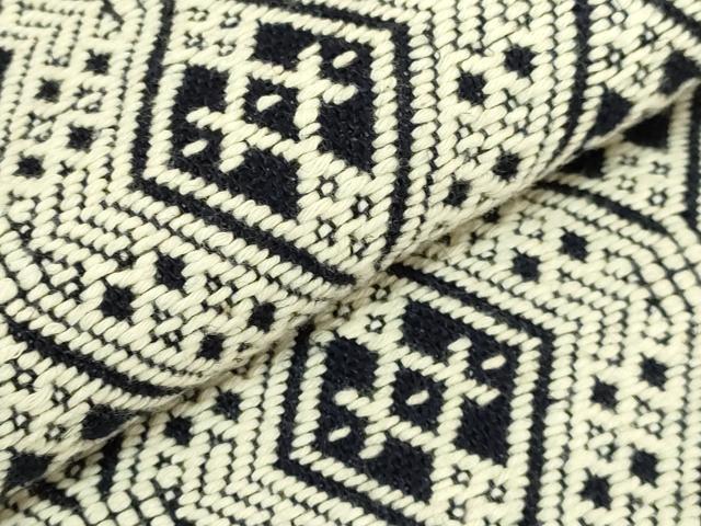 平和屋着物●極上 八寸名古屋帯 こぎん刺し 黒地 逸品 DZAC0484kh6