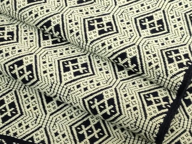 平和屋着物●極上 八寸名古屋帯 こぎん刺し 黒地 逸品 DZAC0484kh6