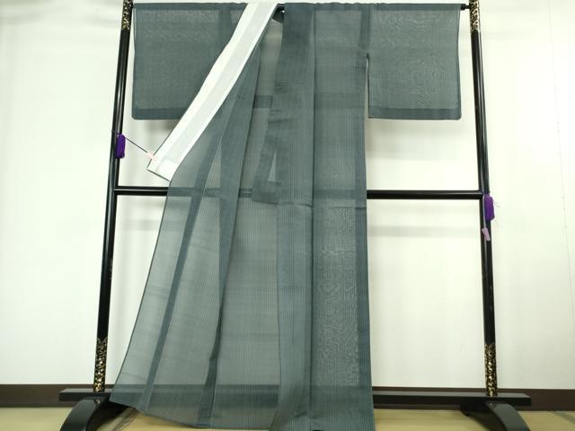 平和屋本店*極上 夏物 本場琉球絣 夏琉球 手おり 桃原厚吉作 濃い鉄御納戸色地 証紙付き 逸品 DZAC0509kh6