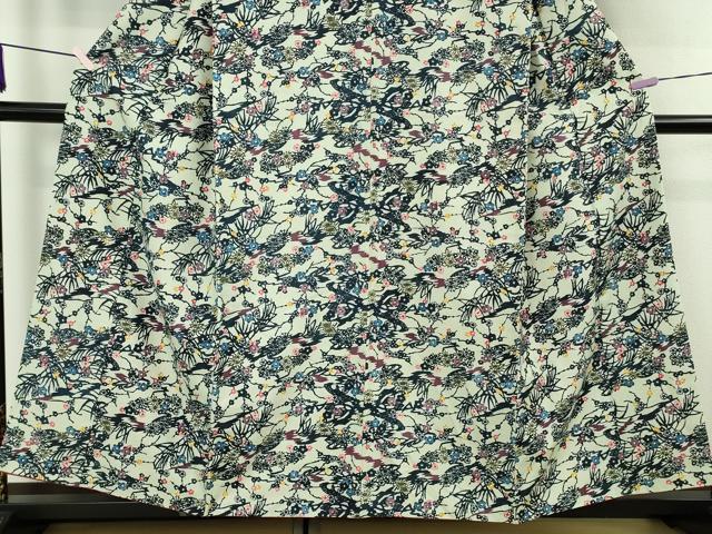 平和屋本店●極上 本場琉球紅型 小紋 紬地 風景花文 逸品 DZAC0522kh6
