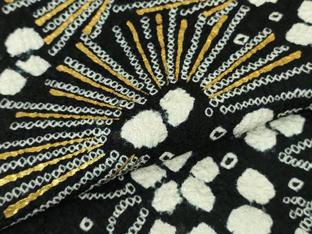平和屋本店●極上 振袖 絞り 枝垂れ花 松葉 黒地 金彩 鈴乃屋扱い 逸品 DZAC0523kh6