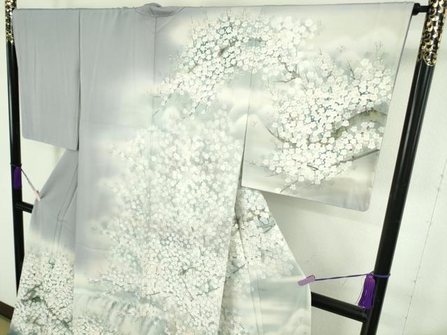 平和屋本店●極上 日本画家 濡れ描き友禅作家 高橋峰陵 訪問着 枝桜 暈し染め さが美扱い 逸品 DZAC0529kh6