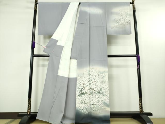 平和屋本店●極上 日本画家 濡れ描き友禅作家 高橋峰陵 訪問着 枝桜 暈し染め さが美扱い 逸品 DZAC0529kh6
