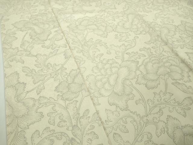 平和屋本店●極上 ジャパンオートクチュール 渡辺雪三郎 小紋 牡丹唐草文 象牙色地 逸品 DZAC0548kh6