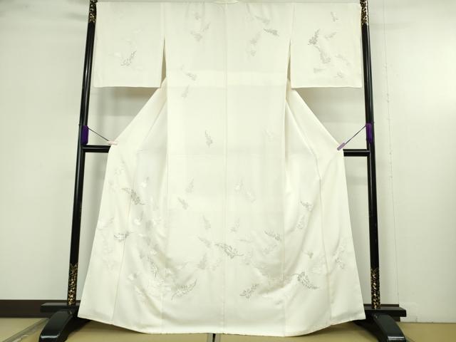 平和屋本店●極上 訪問着 総手刺繍 舞葉文 象牙色地 逸品 DZAC0549kh6