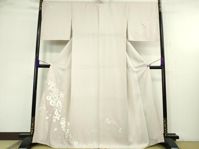 平和屋本店●極上 中国三大刺繍 スワトウ刺繍 汕頭刺繍 総手刺繍 訪問着 胡蝶蘭 灰梅色地 金糸 逸品 DZAC0550kh6