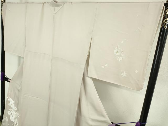 平和屋本店●極上 中国三大刺繍 スワトウ刺繍 汕頭刺繍 総手刺繍 訪問着 胡蝶蘭 灰梅色地 金糸 逸品 DZAC0550kh6