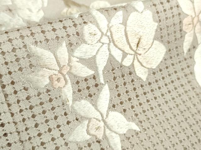 平和屋本店●極上 中国三大刺繍 スワトウ刺繍 汕頭刺繍 総手刺繍 訪問着 胡蝶蘭 灰梅色地 金糸 逸品 DZAC0550kh6