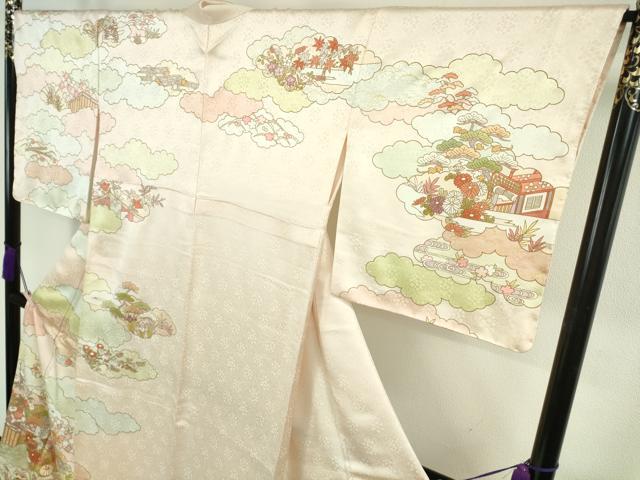 平和屋本店●極上 皇室献上作家 藤井寛 訪問着 駒刺繍 雲取御所車花文 金彩 ロング丈 逸品 未使用 DZAC0555kh6