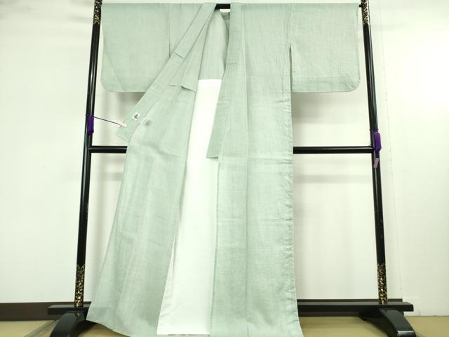 平和屋着物*極上 夏物 本場小千谷ちぢみ 麻 ひでや工房謹製 色無地 錆青磁色 逸品 DZAC0567kh6