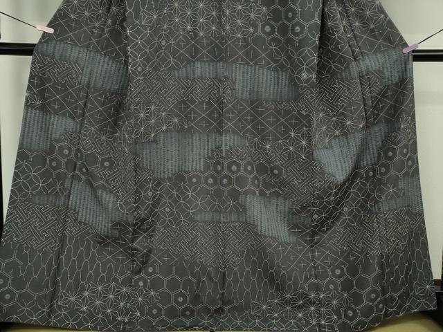 平和屋本店●極上 小紋 紬地 刺し子 総刺繍 名物裂 逸品 DZAC0576kh6