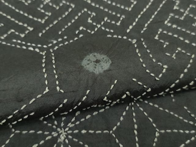 平和屋本店●極上 小紋 紬地 刺し子 総刺繍 名物裂 逸品 DZAC0576kh6