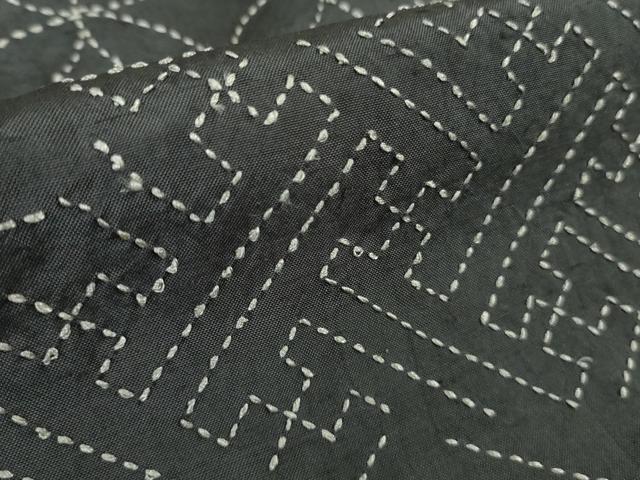 平和屋本店●極上 小紋 紬地 刺し子 総刺繍 名物裂 逸品 DZAC0576kh6