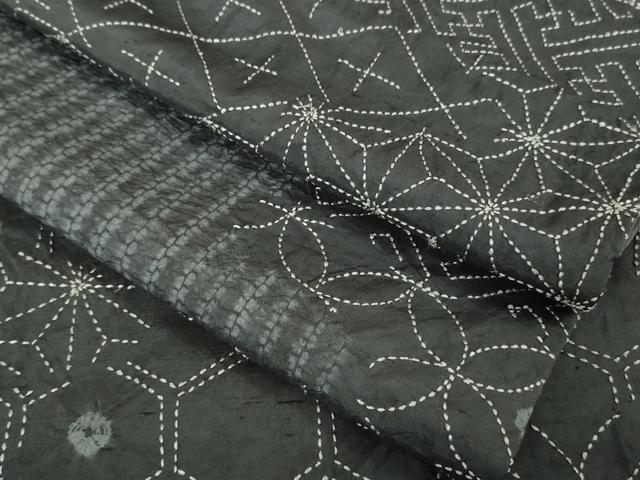 平和屋本店●極上 小紋 紬地 刺し子 総刺繍 名物裂 逸品 DZAC0576kh6