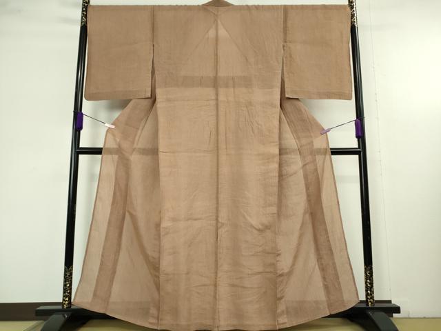 平和屋本店*極上 夏物 本場小千谷ちぢみ 麻 色無地 焦香色 逸品 DZAC0592kh6