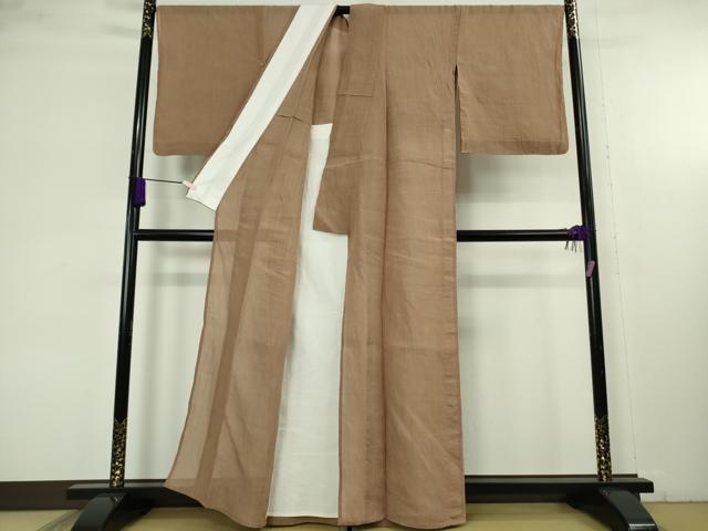 平和屋本店*極上 夏物 本場小千谷ちぢみ 麻 色無地 焦香色 逸品 DZAC0592kh6