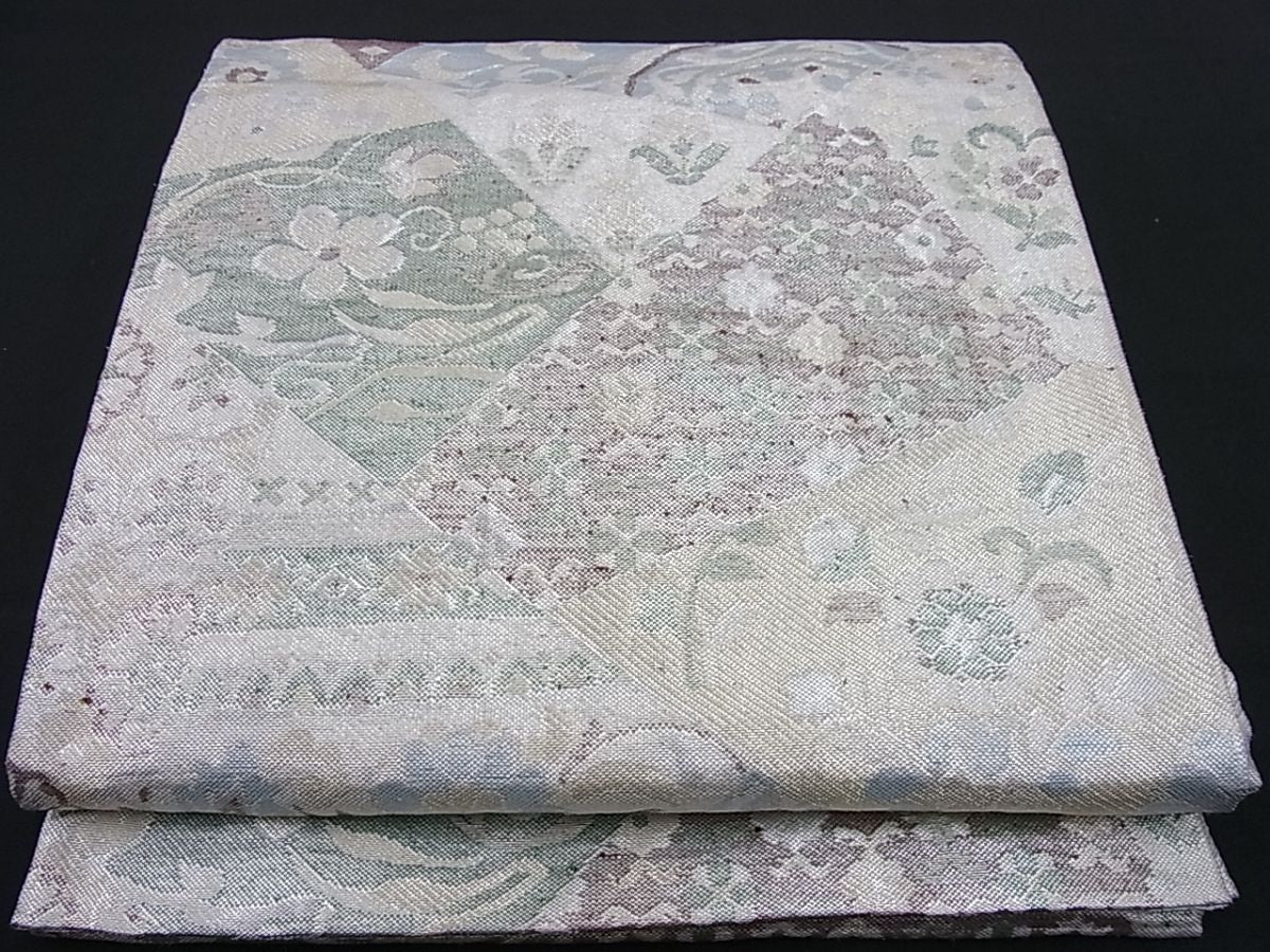 平和屋着物■佐賀錦 六通柄袋帯 ふくれ織り 切羽花唐草文 金糸 逸品 n-ea0139
