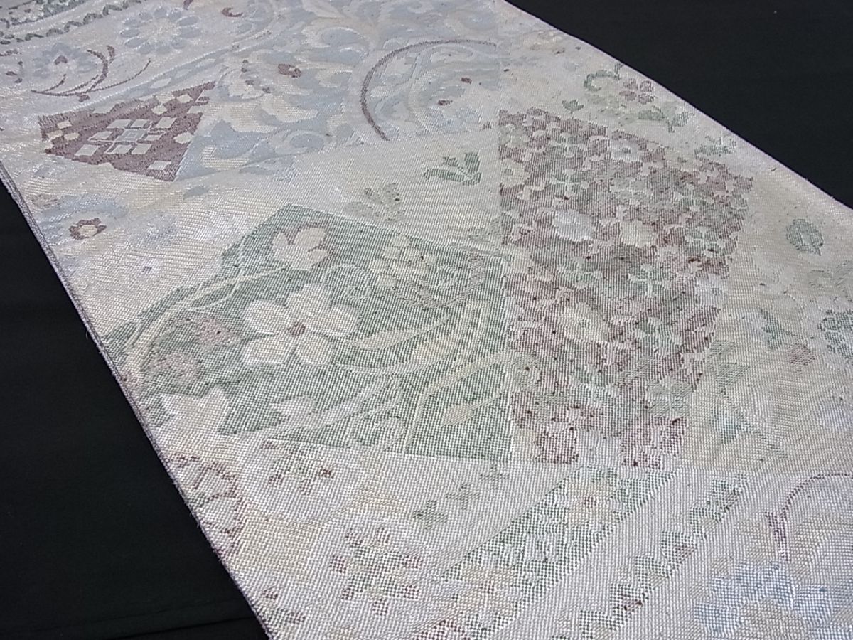 平和屋着物■佐賀錦 六通柄袋帯 ふくれ織り 切羽花唐草文 金糸 逸品 n-ea0139