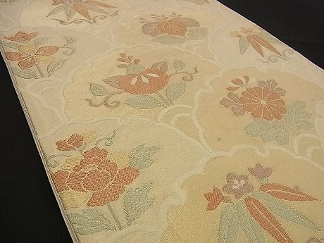平和屋着物■六通柄袋帯 雪輪花青海波 金糸 逸品 n-ea0189