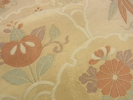 平和屋着物■六通柄袋帯 雪輪花青海波 金糸 逸品 n-ea0189