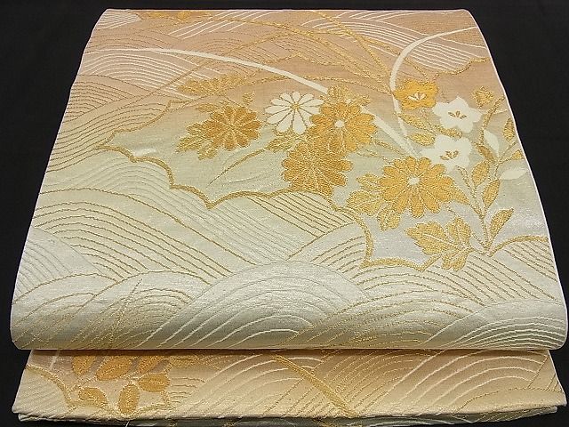 平和屋着物■六通柄袋帯 雲取り浅草門 金銀糸 逸品 n-ea0224
