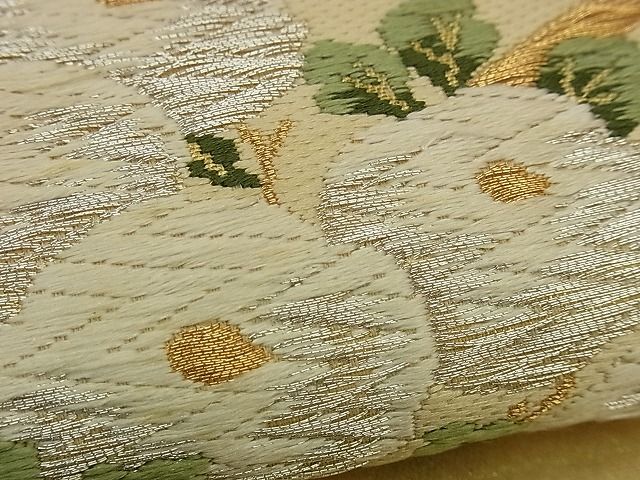 平和屋着物■六通六通太鼓柄袋帯 唐織 扇面御所車文 金銀糸 逸品 n-ea0225