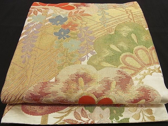 平和屋着物■六通柄袋帯 唐織 渡橋松富士門 金銀糸 逸品 n-ea0238