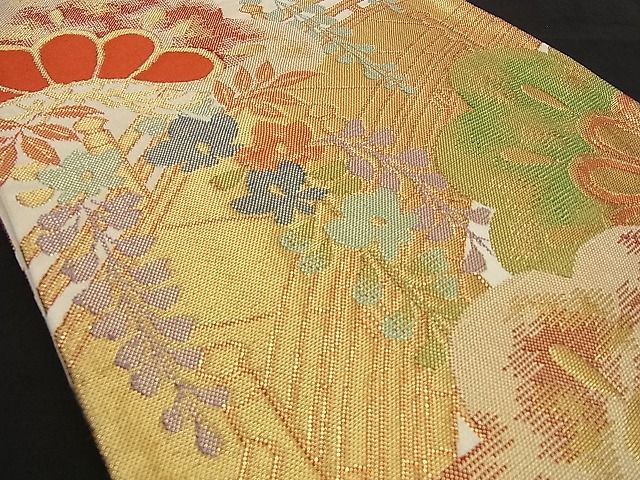 平和屋着物■六通柄袋帯 唐織 渡橋松富士門 金銀糸 逸品 n-ea0238